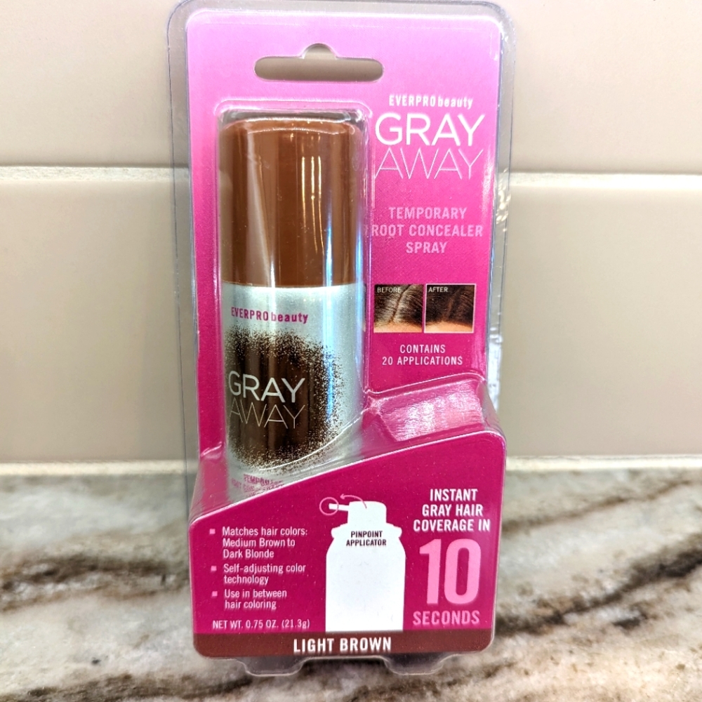 Gray Away 10 Second Gray Root Concealer Spray NWOT NIB Light Brown